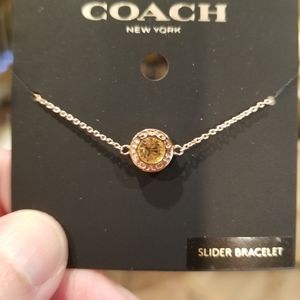 COACH Rose Gold Slider Bracelet Circle w/Stone